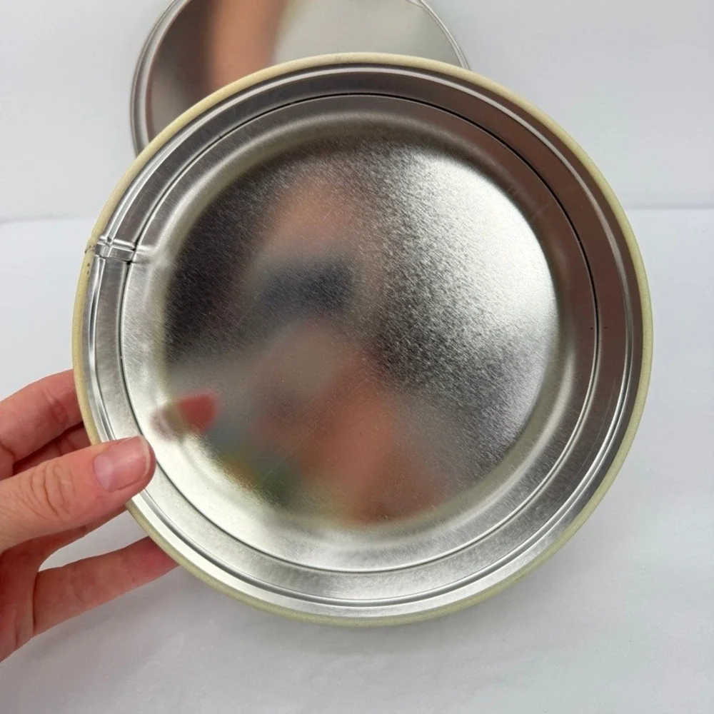 Vintage Round Floral Metal Tin 6.5